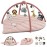 Blissful Diary Baby Play Gym & Activity Mat, Oversize Leaf Shaped Tummy Time Baby Play Mat w 6 Detachable Toys Promotes Motor Skills & Sensory Development, Newborn Infant Essentials Gift, Crystal Pink