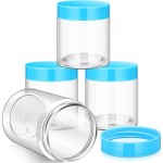 Patelai 4 Pieces Round Wide-mouth Leak Proof Plastic Container Jars with Lids for Travel Storage Makeup Beauty Products Face Creams Oils Salves Ointments DIY Making(4 Ounce,Blue)