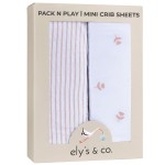 Elys & Co. Pack and Play Sheets, for Mini/Portable Crib, 2 Pack Fitted Playpen Play Yard Sheet Set Compatible with Graco Pack n Play, for Baby Boys, 100% Cotton, Celestial Blue Print, 38x24x5