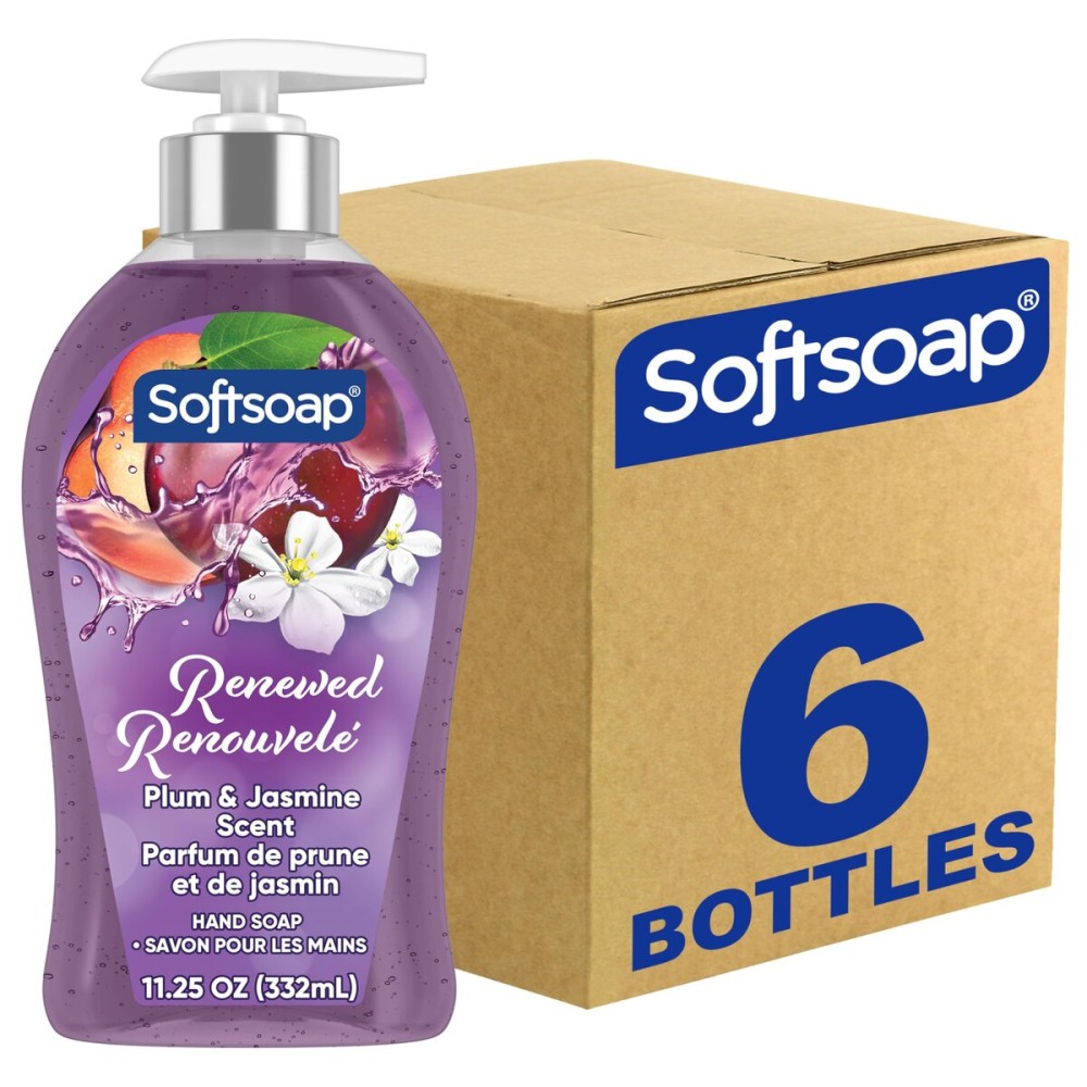 Softsoap Renewed Liquid Hand Soap, Paraben Free, pH Balanced, Plum and Jasmine Scent, 11.25 fl oz Pump Bottle, 6 pack