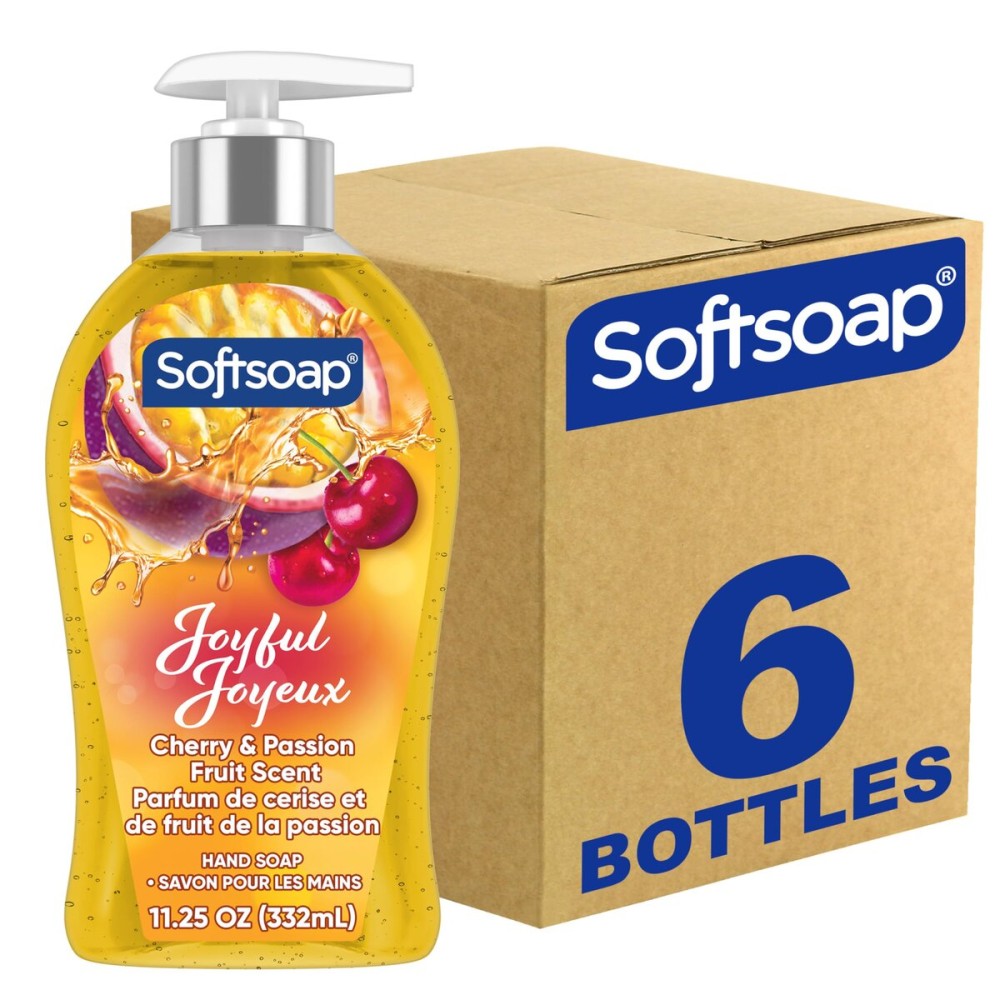 Softsoap Joyful Liquid Hand Soap, Paraben Free, pH Balanced, Cherry and Passion Fruit Scent, 11.25 fl oz Pump Bottle, 6 pack