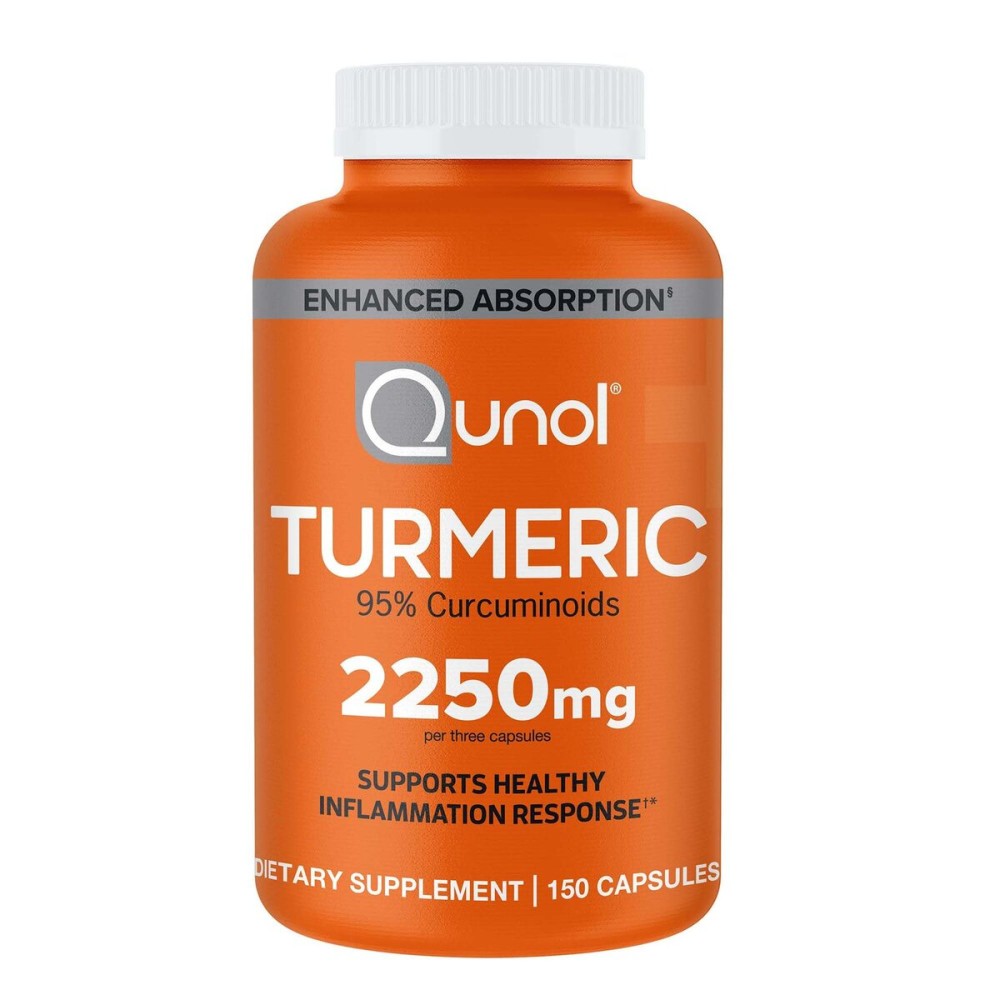 Qunol Turmeric Curcumin with Black Pepper, 2250mg Turmeric Extract with 95% Curcuminoids, Extra Strength Turmeric Supplement, Enhanced Absorption, Joint Support Supplement, 150 Vegetarian Capsules