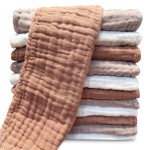 Muslin Burp Cloths for Baby 100% Cotton Burping Cloths for Unisex, Boy, Girl - Large 20\'\' by 10\'\' Newborn Essentials Ultra Soft Absorbent Milk Spit Up Rags - 12 Pack - White+Light Bean Paste Series