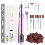 TUOBEO Cordless Nail Drill Electric Nail File Kit, Rechargeable Efile Set, Portable Acrylic Gel Nail Polish Remover Machine, Pedicure Manicure Tool, 11 Bits, 56 Sanding Bands, Salon Home, Purple