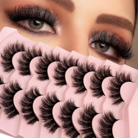 Mink Lashes Fluffy Yasnai False Eyelashes Wispy 3D Volume Thick Lashes 20mm Fake Lashes Natural Look Eyelashes 7 Pairs Pack