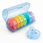 Sukuos Weekly Pill Organizer 7 Day 2 Times a Day, Large Daily Pill Box Easy to Open, Portable AM PM Pill Case for Medicine/Vitamin/Fish Oil/Supplements (Glitter Blue)