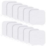 BAMBOO QUEEN Baby Washcloths -100% Cotton Muslin Soft Baby Bath Wash Cloths and Absorbent Baby Wipes for Newborns Kids Girls and Boys - 12 Pack, 12x12 Inches - White