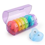 Sukuos Weekly Pill Organizer 7 Day 2 Times a Day, Large Daily Pill Box Easy to Open, Portable AM PM Pill Case for Medicine/Vitamin/Fish Oil/Supplements (Glitter Purple)