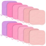 BAMBOO QUEEN Baby Washcloths -100% Cotton Muslin Soft Baby Bath Wash Cloths and Absorbent Baby Wipes for Newborns Kids Girls and Boys - 12 Pack, 12x12 Inches - Pink, Purple, Sakura Series