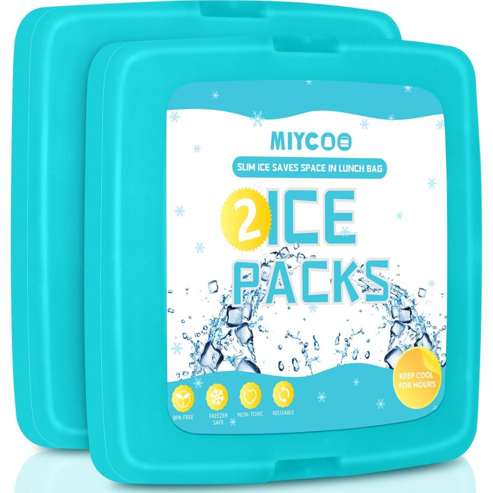 MIYCOO Ice Packs for Lunch Boxes & Lunch Bag - Quick Freeze Ice Pack Space Saving Freezer Packs - Reusable Slim Original Cool Pack - Cooler Accessories for Beach, Camping and Fishing