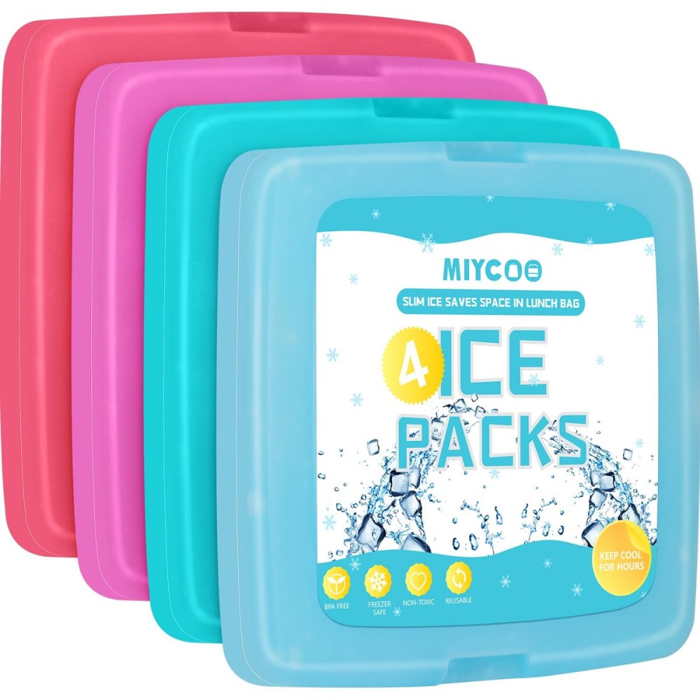 MIYCOO Ice Packs for Lunch Boxes & Lunch Bag - Quick Freeze Ice Pack Space Saving Freezer Packs - Reusable Slim Original Cool Pack - Cooler Accessories for Beach, Camping and Fishing