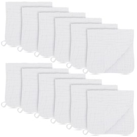 BAMBOO QUEEN 12 Pack Muslin Burp Cloths - Large 20 x 10, Ultra Absorbent 100% Cotton for Baby Drool and Messes - Soft, Gentle Baby Burp Rag for Boys & Girls -White