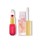 Winky Lux Winter Blossom Pink Lip Kit - Ultra Nourishing Pink Flower PH Lip Balm, Non-Sticky Hydrating Flower Petal Clear Lip Oil, Lipcare Value Set