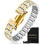 MagnetRX Magnetic Bracelets for Men - EllipseMAX 5X Strength 5,000 Gauss Magnets - Designed in USA & Patent Pending - Premium Titanium Mens Magnetic Bracelet & Adjustable Length (Silver/Gold)