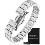 MagnetRX Magnetic Bracelets for Men - EllipseMAX 5X Strength 5,000 Gauss Magnets - Designed in USA & Patent Pending - Premium Titanium Mens Magnetic Bracelet & Adjustable Length (Silver)