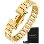 MagnetRX Magnetic Bracelets for Men - EllipseMAX 5X Strength 5,000 Gauss Magnets - Designed in USA & Patent Pending - Premium Titanium Mens Magnetic Bracelet & Adjustable Length (Gold)