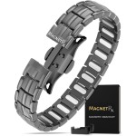 MagnetRX Magnetic Bracelets for Men - EllipseMAX 5X Strength 5,000 Gauss Magnets - Designed in USA & Patent Pending - Premium Titanium Mens Magnetic Bracelet & Adjustable Length (Gunmetal)