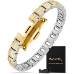 MagnetRX Magnetic Bracelets for Women - EllipseMAX 5X Strength 5,000 Gauss Magnets - Designed in USA & PATENT PENDING - Premium Titanium Womens Magnetic Bracelet & Adjustable Length (Silver/Gold)