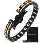 MagnetRX Magnetic Bracelets for Women - EllipseMAX 5X Strength 5,000 Gauss Magnets - Designed in USA & PATENT PENDING - Premium Titanium Womens Magnetic Bracelet & Adjustable Length (Black/Gold)