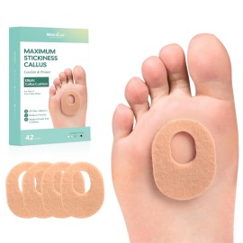 Welnove 42pcs Callus Pad with Water-Resistant Self-Stick Adhesive, Protects Foot, Heel and Toes from Rubbing and Friction,Oval Shape Design,Reduce Pressure and Friction from Shoes Rubbing-Skin Color
