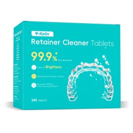Retainer Cleaner Tablets,Denture Cleaning Tablets for Deep Remove Stains,Denture Cleaner Tablets 240 Tablets - Minty Fresh