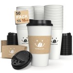 Coolcap Coffee Cups with Lids and Sleeves, 16 oz 50 pack To Go Cups with Lids, Paper Hot Coffee Cups for Hot & Cold Beverage (White, 16 oz)