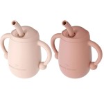 Cuddle Campus Pack of 2 Silicone Baby Training Cup, Shatterproof Toddler Sippy Cups with Straw, Open Cup for Baby, 6+ Months 4 Oz