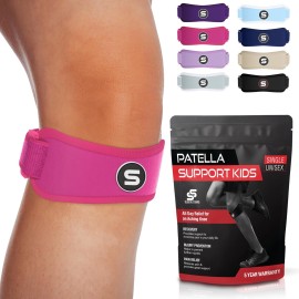 Sleeve Stars Swedish Brand Patellar Tendon Support Strap for Women & Men Effective Osgood Schlatter Knee Brace Youth & Kids Knee Brace with 3 Adjustable Length fits 7-15 (Single/Hot Pink/Kids)