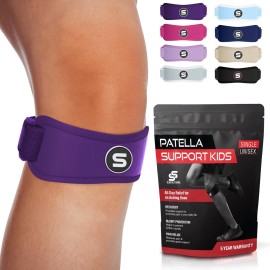 Sleeve Stars Swedish Brand Patellar Tendon Support Strap for Women & Men Effective Osgood Schlatter Knee Brace Youth & Kids Knee Brace with 3 Adjustable Length fits 7-15 (Single/Dark Purple/Kids)
