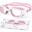 Zeligerstar Kids Swim Goggles,Swimming Goggles for Kids 6-14, Anti-Fog UV Protection Pool Glasses for Boys Girls (White/Pink+Clear Lens)