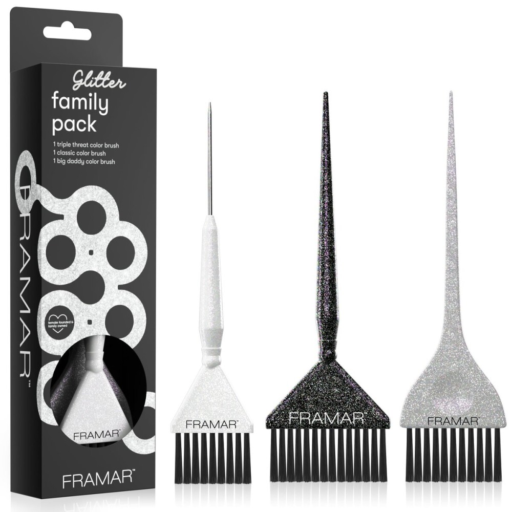 FRAMAR Hair Color Brush Set - Glitter Color Brush, Hair Dye Brush Kit, Hair Coloring Brush, Hair Color Brushes For Hair Stylist, Hair Dying Brush, Hair Salon Supplies, Hair Dye Brushes - 3Pk