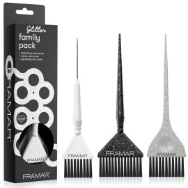 FRAMAR Hair Color Brush Set - Glitter Color Brush, Hair Dye Brush Kit, Hair Coloring Brush, Hair Color Brushes For Hair Stylist, Hair Dying Brush, Hair Salon Supplies, Hair Dye Brushes - 3Pk