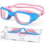 Zeligerstar Kids Swim Goggles,Swimming Goggles for Kids 6-14, Anti-Fog UV Protection Pool Glasses for Boys Girls (Blue/Pink+Clear Lens)