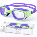 Zeligerstar Kids Swim Goggles,Swimming Goggles for Kids 6-14, Anti-Fog UV Protection Pool Glasses for Boys Girls (Grass Green/Purple+Clear Lens)