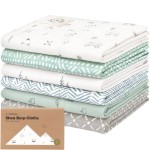 Organic Burp Cloths Baby Boy, Girl - 6-Pack Large Cotton Burping Cloths for Babies, Spit Up Rags, Super Absorbent, Ultra Soft Newborn Rag, Gender Neutral, Machine Washable, Durable (Nordic)