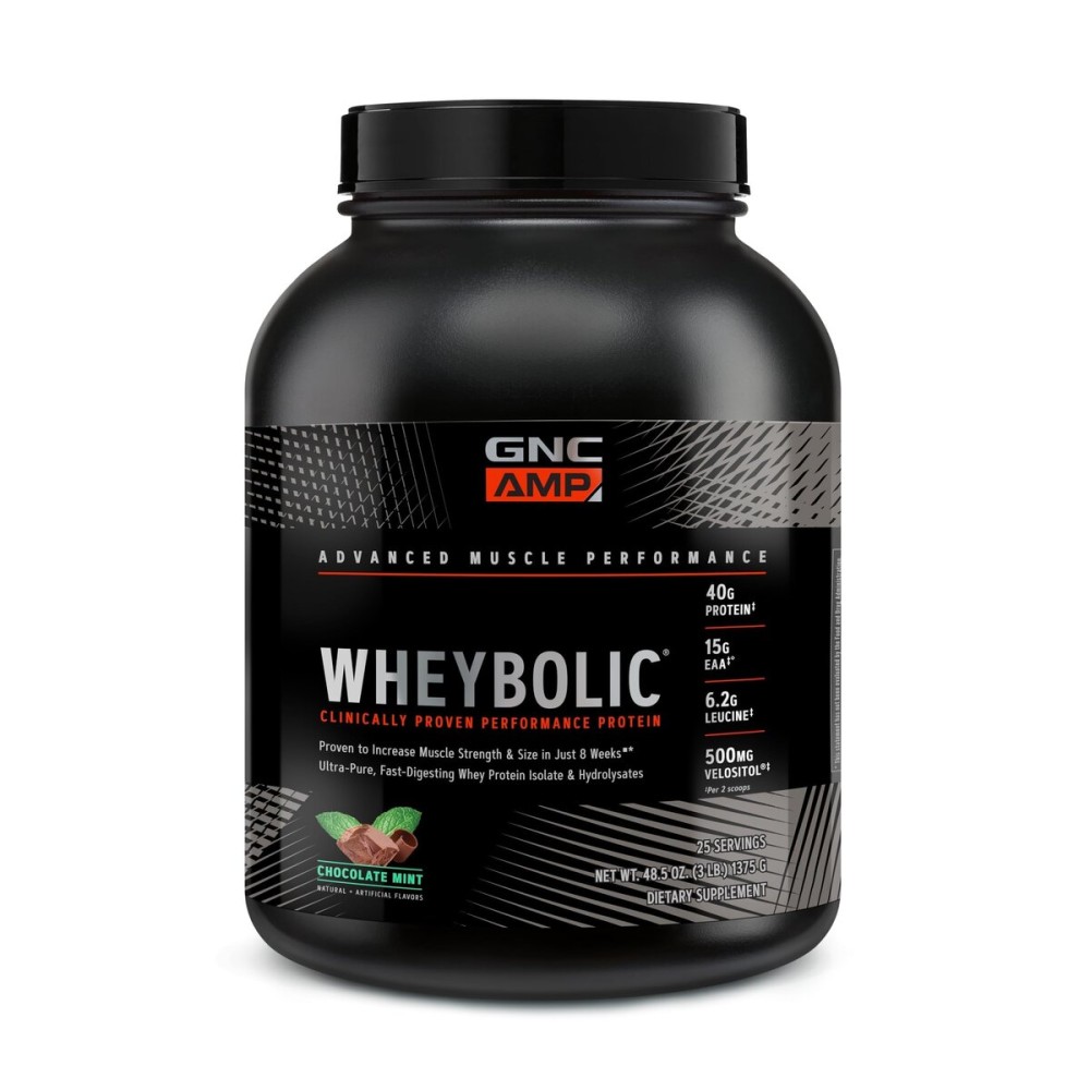 GNC AMP Wheybolic Whey Protein Powder Isolate with BCAA | Targeted Muscle Building and Workout Support Formula | Gluten Free | Chocolate Mint| 25 Servings