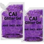Face, Body & Hair Glitter Gel - Halloween Glitter for Kids and Women - 3 Oz Cosmetic-Grade Gel w/Moon & Stars for Festivals & Halloween Party, Easy Apply & Wash Off - Violet 2Pack