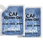 Face, Body & Hair Glitter Gel - Halloween Glitter for Kids and Women - 3 Oz Cosmetic-Grade Gel w/Moon & Stars for Festivals & Halloween Party, Easy Apply & Wash Off - Blue 2Pack