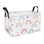 QUEENLALA Rectangular Laundry Hamper/Foldable Nursery Laundry Basket for Organizing/Storage Bin Baskets/Children Toy Office Bedroom/Toy Bin Closet Shelf BasketsRec-Rainbow