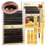 QUEWEL Lash Clusters Kit, 280Pcs 80D+100D 3D Lash Cluster Eyelash Extensions 10-18mm Lash Clusters Kit with Lash Bond and Seal and Lashes Tweezers Easy DIY at Home (80+100D 3D Kit)