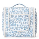 Narwey Hanging Toiletry Bag for Women Travel Makeup Bag Organizer Toiletries Bag for Cosmetics Essentials Accessories (Large, Little Blue Flower)