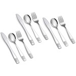 9 Piece Stainless Steel Kids Silverware Set,Toddler Utensils,Child and Toddler Flatware,Kids Utensil Set,Children Safe Forks, Spoons and Knives,Mirror Polished, Dishwasher Safe