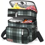 MIYCOO Lunch Bag & Lunch Box for Women Men, Double Deck Leakproof Insulated Soft Large Adult Camping Cooler bag for Work, Beach, Picnic, Travel (Checkered Black and White, 15L)