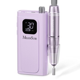 MelodySusie Entry-Level Clip-On Cordless Essential Nail Drill, SC300F 30000RPM E-File with LCD Display for All Manicure Shaping & Gel Removal, Ideal for Training, Nail Art Practice & Home Use, Purple
