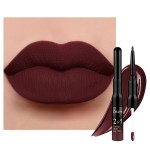 evpct 1Pcs Dark Deep Red Matte Lip Liner and Liquid Lipstick Stain Makeup Set for women, Red Long Lasting Smudge Proof Lipstick labiales matte mate larga duracion listip 24 hours originales,17