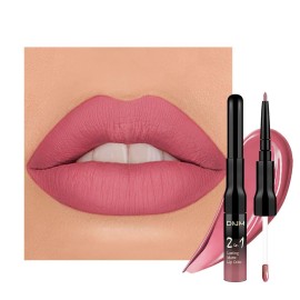 evpct 1Pcs Mauve Pink Matte Lip Liner and Liquid Lipstick Stain Makeup Set for Women, Light Mauve Long Lasting Smudge Proof Lipstick labiales matte mate larga duracion listip 24 hours originales, 35