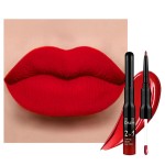 evpct 1Pcs Bright Fire Ruby Red Matte Lip Liner and Liquid Lipstick Stain Makeup Set for women, Red Long Lasting Smudge Proof Lipstick labiales matte mate larga duracion listip 24 hours originales,13