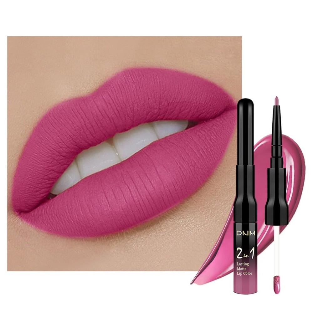 evpct 1Pcs Hot Pink Matte Lip Liner and Liquid Lipstick Stain Makeup Set for Women, Rose Pink Long Lasting Smudge Proof Lipstick labiales matte mate larga duracion listip 24 hours originales, 38
