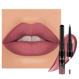 evpct 1Pcs Antique Rose Matte Lip Liner and Liquid Lipstick Stain Makeup Set for women, Nude Pink Long Lasting Smudge Proof Lipstick labiales matte mate larga duracion listip 24 hours originales, 29