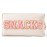 Y1tvei Large SNACKS Cosmetic Bag - Preppy Pink Snacks Chenille Varsity Letter Makeup Bag, PU Leather Waterproof Toiletry Bag Zipper Pouch for Purse Travel Cosmetic Organizer Gift for Women(Shell Gold)